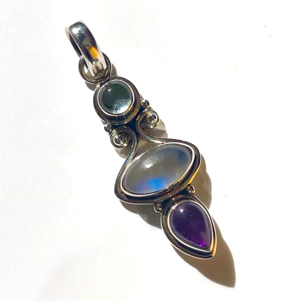 Pendant: .925 silver, topaz, moonstone, amethyst 💎